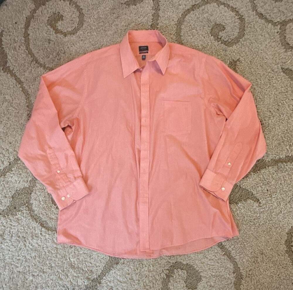 Arrow Classic Fit Men's Long Sleeve Button-Down Dress Shirt, Salmon Coral